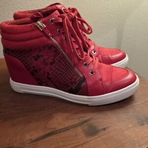 Aldo Snake Red High-Top Sneakers
